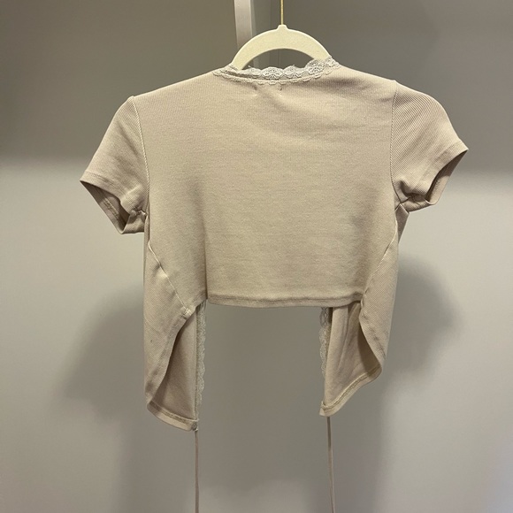 GARAGE Women’s Ribbed Lace Wrap Crop Top Size S - Picture 5 of 6
